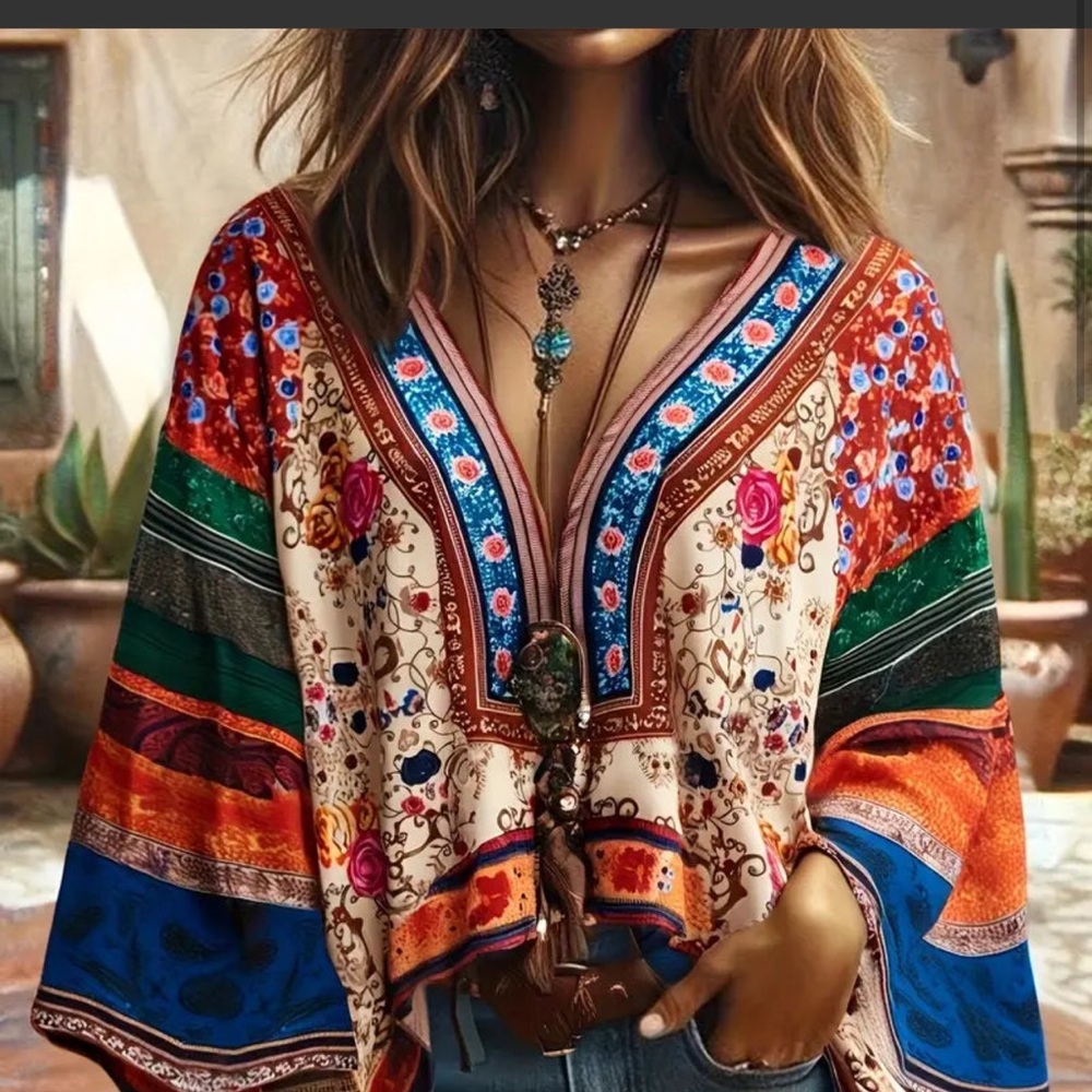Vibrant Floral Bohemian Blouse